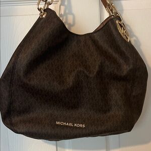 Michael Kors Dark Brown Hobo Bag with Gold Accents